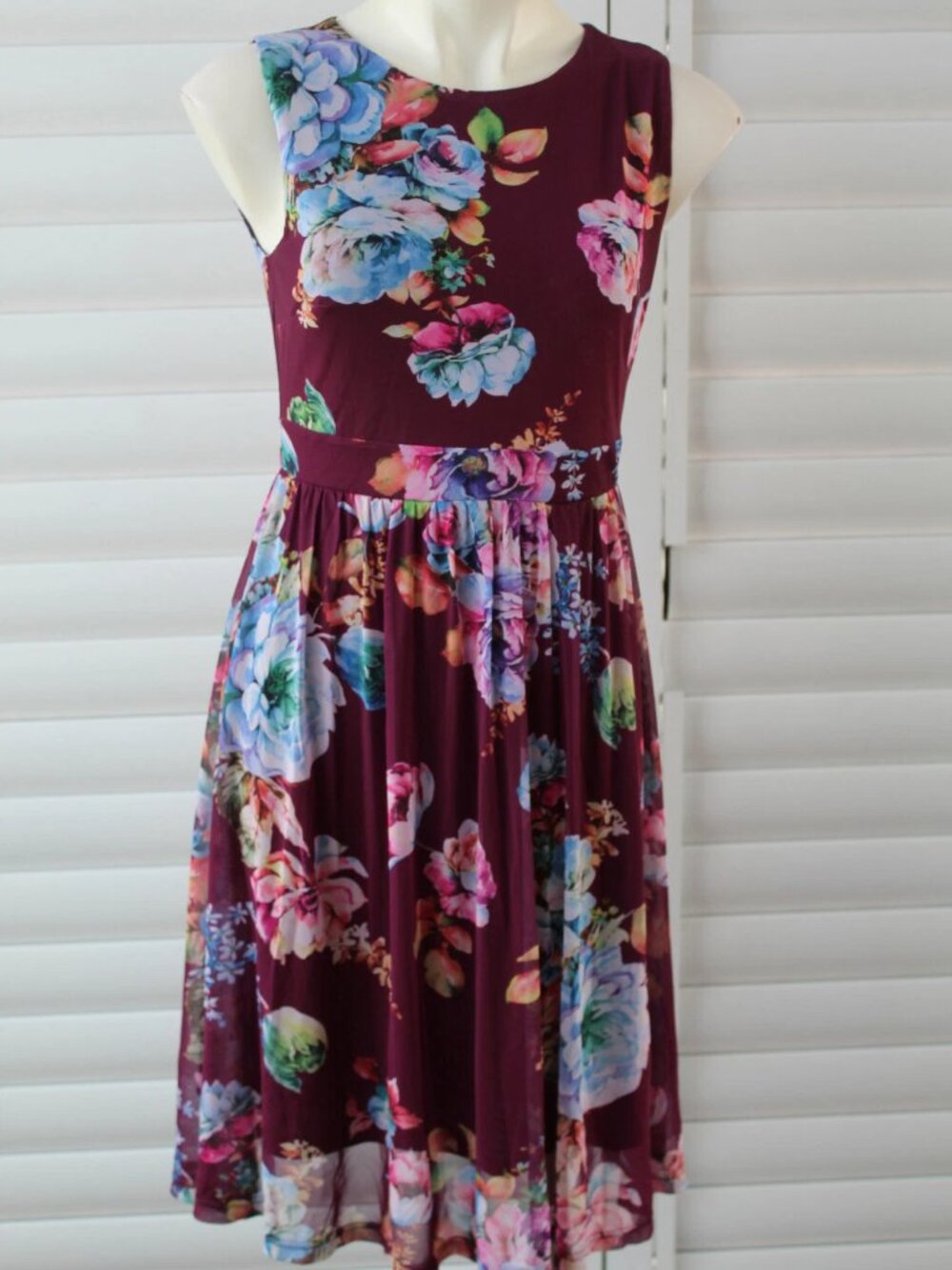 SIZE 8 SES GRAPE PURPLE FLORAL
